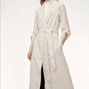 Babaton Beige Pinstripes Kahlo Robe Jacket S
